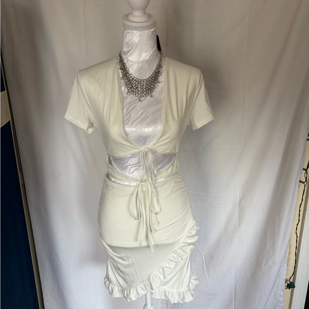 Cream Ruched Mini Pencil Skirt for Brides
